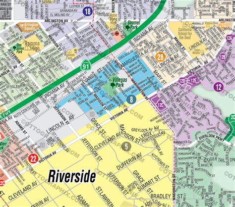 Riverside City Map - East, CA – Otto Maps