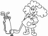 Cute Girl Playing Golf Coloring Page  Free Printable Pages sketch template