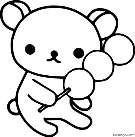 a black and white drawing of a teddy bear holding something in it's paws