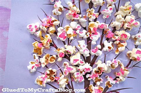 Cherry Blossom Popcorn Tree Kid Craft w/free printable template | Tree ...