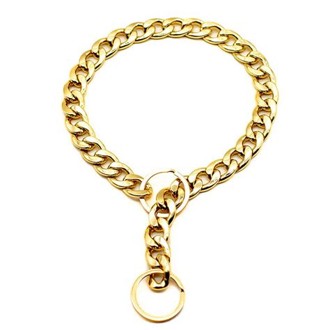 Link Thick Gold Chain Pets Safety Collar Pet Dog Adjustable Chain ...