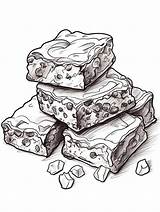 Double Chocolate Brownie Tasty Dessert Coloring Book Page In Black And  sketch template