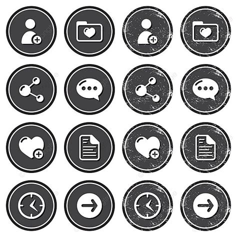 Website Navigation Icons On Retro Labels Set Add Company Grey Vector ...