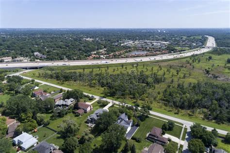 Aerial View of a Suburban Highway Stock Image - Image of overpass, intersection: 105316293