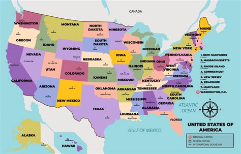 Map Of Usa With State Names Royalty Free Vector Image, 54% OFF