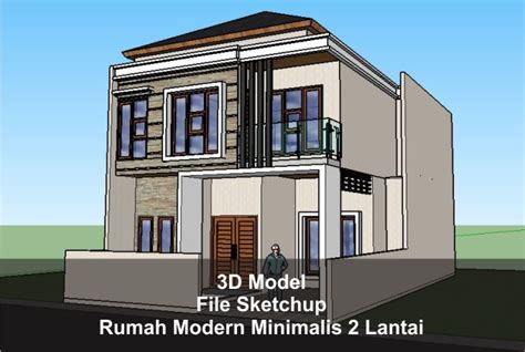 Download 3D Rumah Modern Minimalis Dua Lantai File Sketchup - Arsimedia