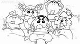 Shin chan And Friends Coloring Page  Free Printable Pages sketch template