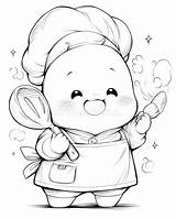 Coloring Page For Kids Chef Stock Illustration  sketch template