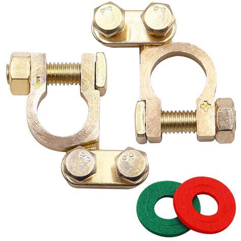 Tnisesm 1 Pair Brass Battery Terminals Connectors Clamp, Battery ...