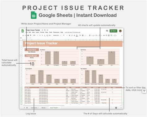 Issue Tracker Template, Google Sheets Issue Tracker, Project Management ...