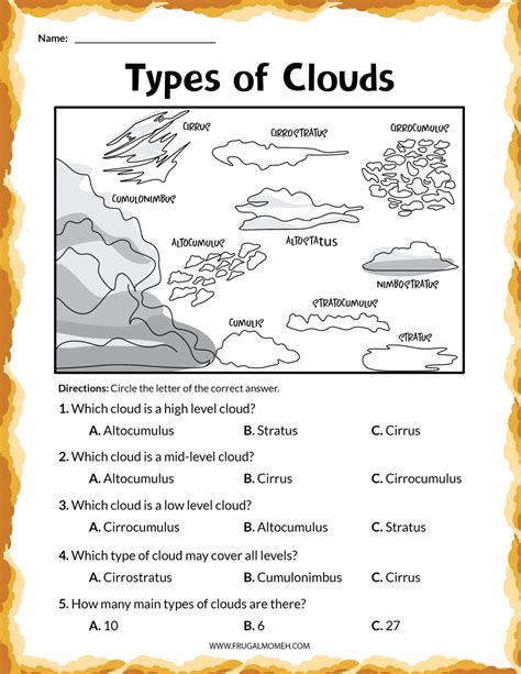 Types Of Cloud Worksheets