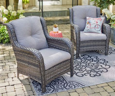 Real Living Oakmont Gray All-Weather Wicker Cushioned Chairs, 2-Pack ...