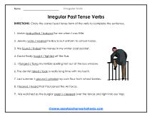 Irregular Verbs Worksheets