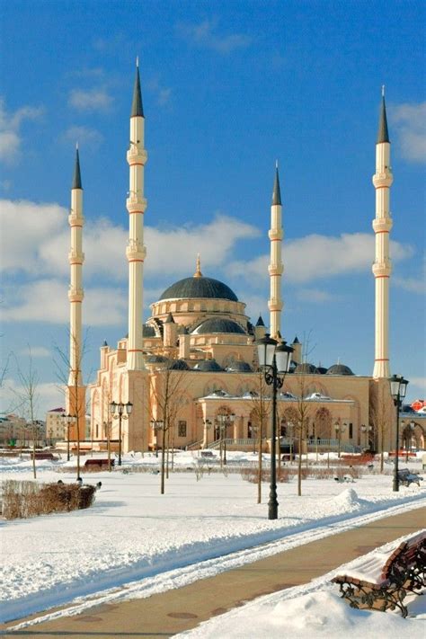 Akhmad Kadyrov Mosque in Grozny, Chechnya is the largest mosque in Russia and can accomodate up ...