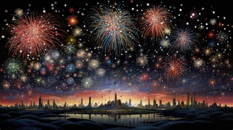 Premium AI Image | Spectacular fireworks display on New Year's Day