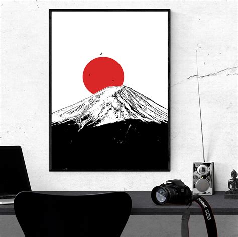 Mount Fuji Japanese Modern Wall Art Japan Minimalist Art | Etsy