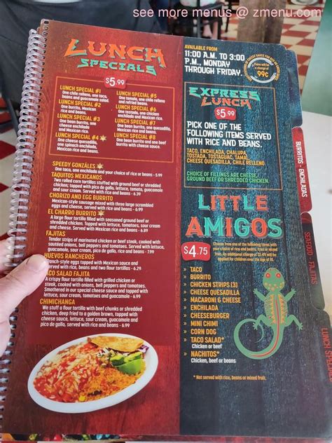 Menu at El Charro Mexican Restaurant, Belle