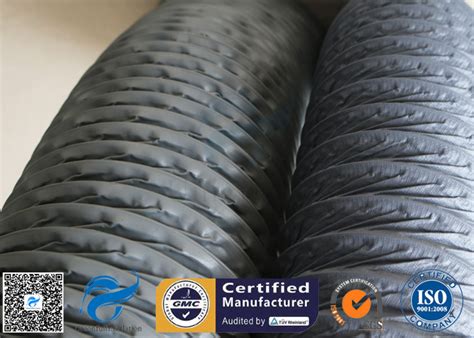 6" Grey PVC Coated Fiberglass Fabric Flexible Air Duct For Fume Extraction