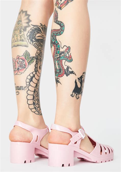 Heeled Jelly Sandals- Light Pink | Dolls Kill