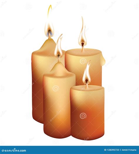 Collection of Candles with Different Shape and Flame Stock Illustration - Illustration of light ...