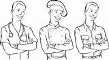 Whiteboard Drawing  Handsome Doctor Chef And Farmer Stock Vector sketch template
