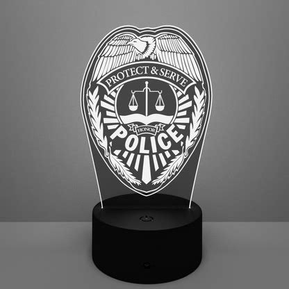 Police Badge LED Lamp – Double Cut Designs LLC