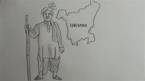 Haryana culture drawing | Traditional dress of Haryana Men | Haryana Day Drawing step by step ...