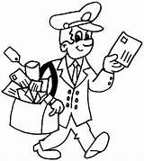 Coloring Pages Postman Mailman Post Kids Office People Cliparts Clipart  sketch template