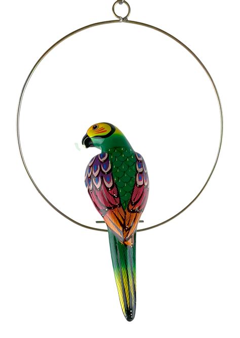 Green Ceramic Hanging Macaw Parrot