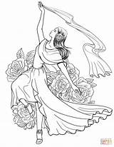 Spanish Woman Dancing Flamenco coloring Page  Free Printable Coloring sketch template