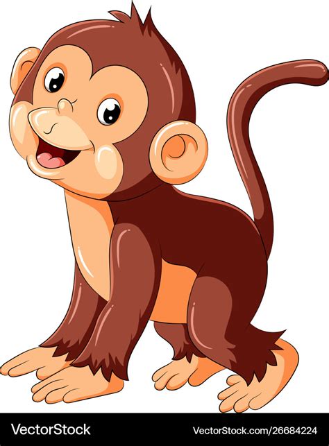 Happy monkey cartoon walking Royalty Free Vector Image