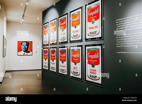 Prague, Czech - March 2023. Andy Warhol Campbells soup exhibition in ...