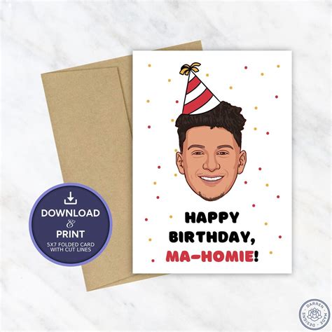 Patrick Mahomes Birthday Card Printable Birthday Card Kansas City ...