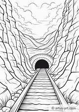 Mountain Tunnel Coloring Page » Free Download Artus Art sketch template