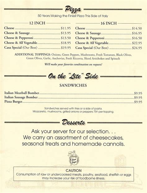 MENU/Stella's Casa Capri - Menu - KenoshaShopper.com