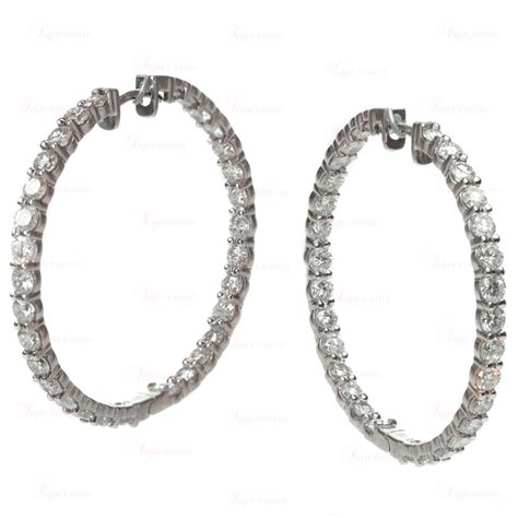 Custom-Made Diamond 18k White Gold Large Hoop Earrings-MTSJ1