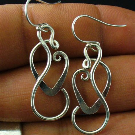 Handmade Sterling Silver Twisted Wire Silver Earrings Dangle | Etsy | Sterling silver heart ...