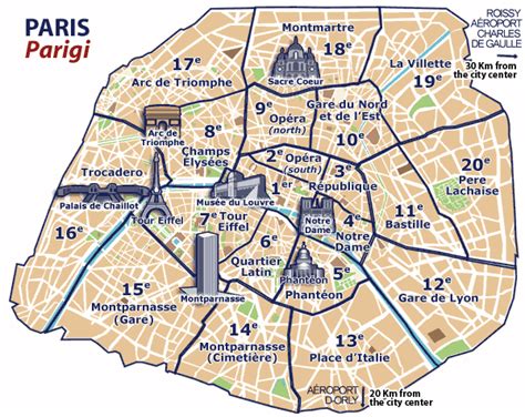 Plan de Paris. Plan d’Hôtels de Paris, France.