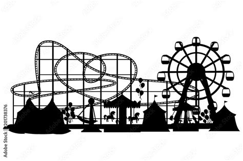 Silhouette Black Amusement Park Royalty Free Vector I - vrogue.co