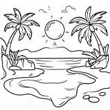 Tropical Island Sunset Coloring Page  Pagescom sketch template
