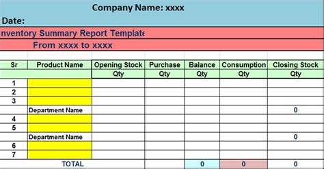 Inventory Summary Report Template – Free Report Templates | Report template, Word template, Summary