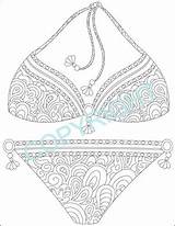 Clipart Bikini Coloring Swimsuit Suit Clip Pages Piece Badeanzug  sketch template