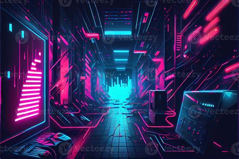 illustration of gaming background, abstract cyberpunk style of gamer ...