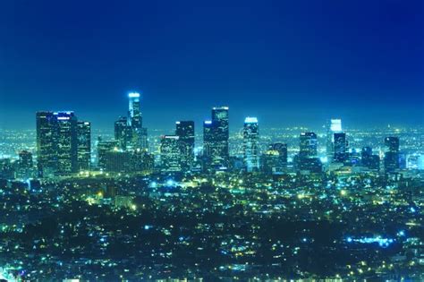 Los Angeles City Skyline At Night Stock Image - Image: 9023257