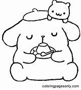 Pages Coloring Purin Hello Kitty Sheets Color Printable Print Imgarcade  sketch template