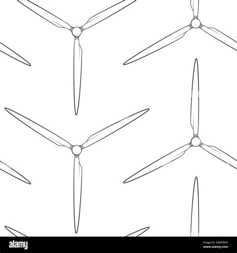 Seamless pattern with propeller, wind turbine, windmill. Vector black and white background Stock ...