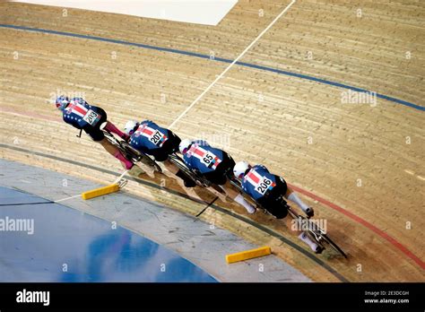 Team USA in the women’s team pursuit, UCI Track Cycling World Cup, Milton, Ontario, Jan. 24 ...