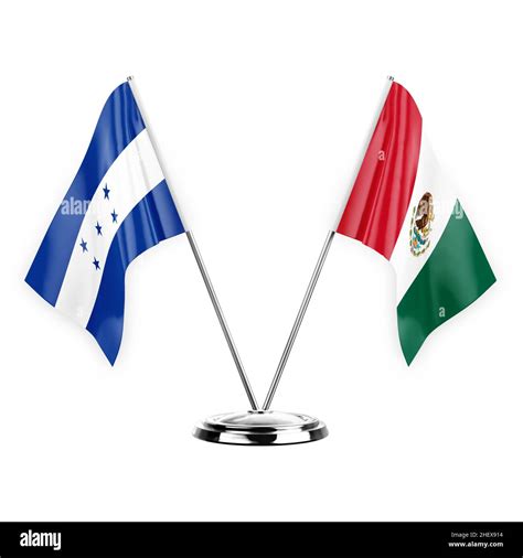 Two table flags isolated on white background 3d illustration, honduras and mexico Stock Photo ...