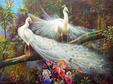 White Peacock 5D DIY Diamond Painting Kit Full Square/round - Etsy