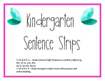 Kindergarten Sentence Strips by Marissa's 1-2-3 Dollar Steals | TpT